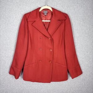 Sigrid Olsen Pea Coat Women Small Wool Chevron Knit Jacket Peacoat Career Church